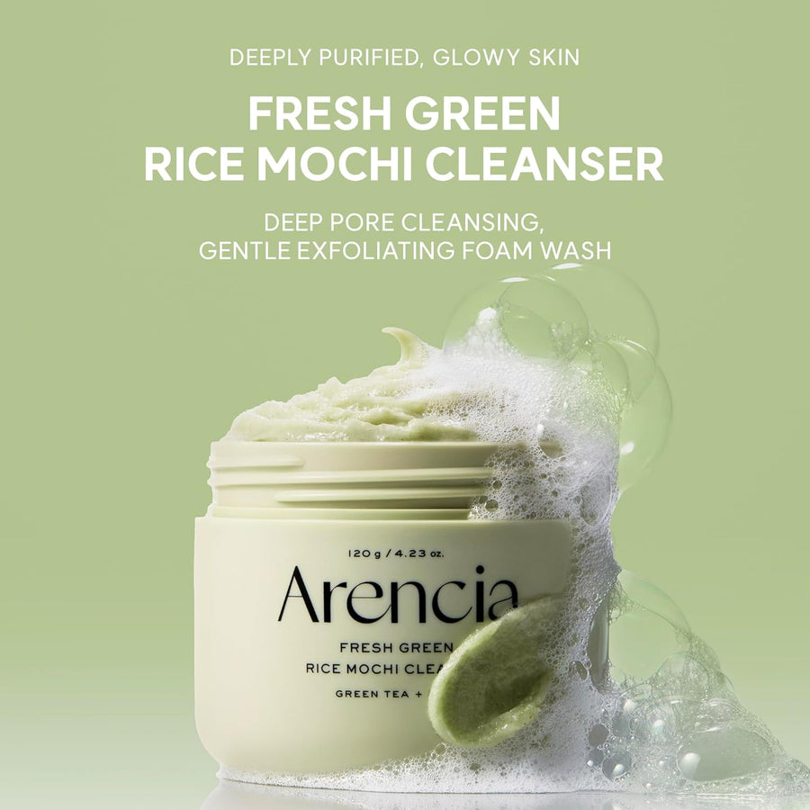 Fresh Green Rice Mochi Cleanser Arencia textura tipo mochi.