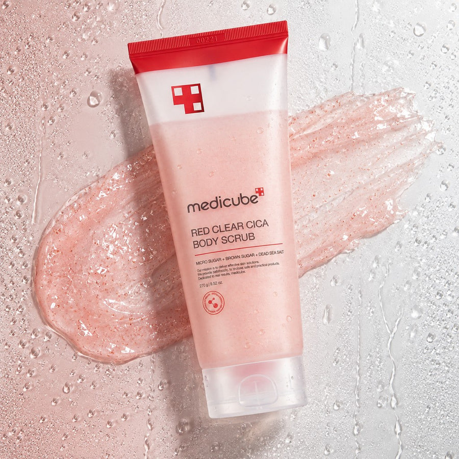 Exfoliante Corporal medicube Red Clear Cica 270 g, envase y textura del producto