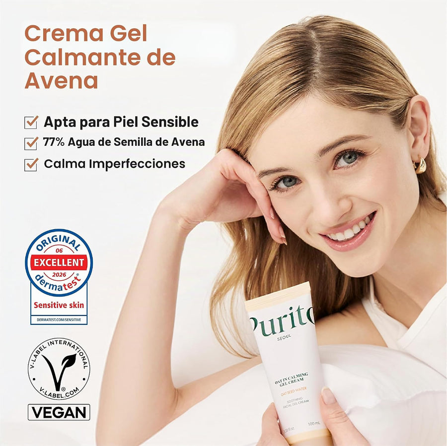 Gel Crema Calmante de Avena Purito textura en gel-agua.