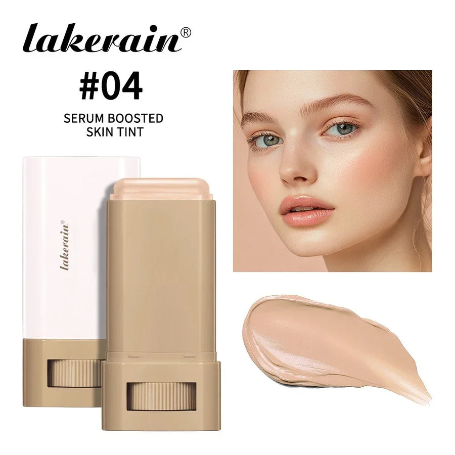 Stick de Base de Maquillaje con Sérum resultado en piel antes y después.