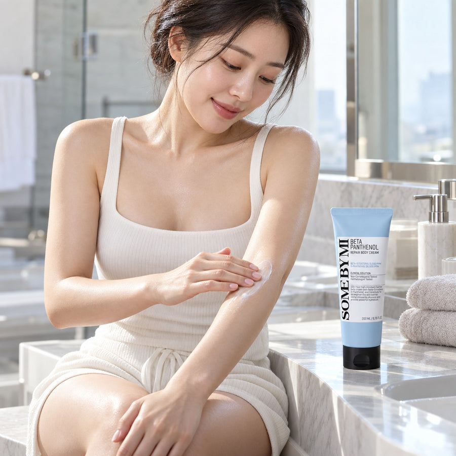 Crema Corporal SOME BY MI Beta Panthenol 200 ml, aplicación sobre la piel del brazo