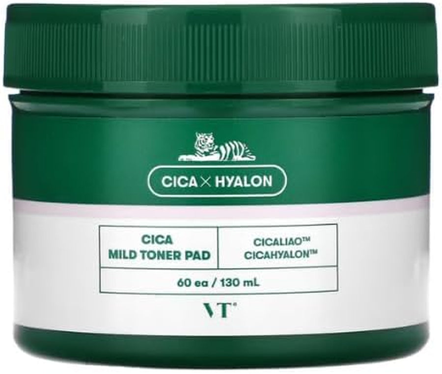 Almohadillas Tónicas Cica Mild VT Cosmetics aplicación sobre el rostro.
