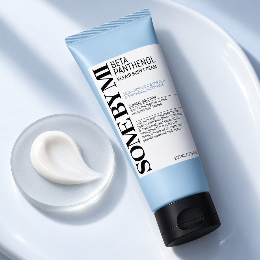 Crema Corporal SOME BY MI Beta Panthenol 200 ml, envase y textura del producto