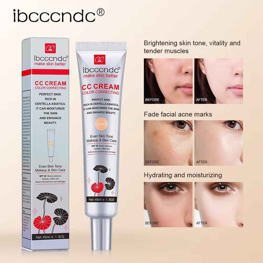 CC Cream Correctora con Centella Asiática 45 ml textura fluida sobre la piel.