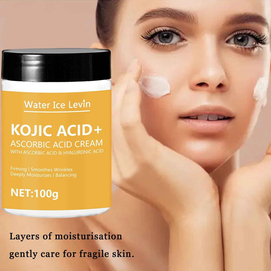 Crema de ácido kójico con colágeno detalle del packaging de 100 g.