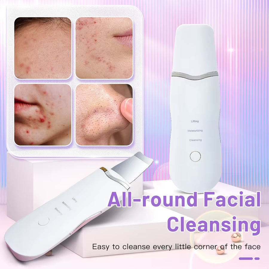 Espátula Ultrasónica Facial empaque y contenido de la caja