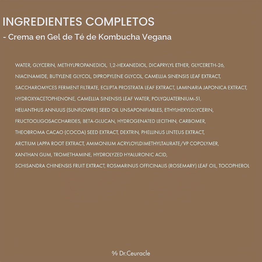 Vegan Kombucha Tea Gel Cream información de uso y modo de empleo