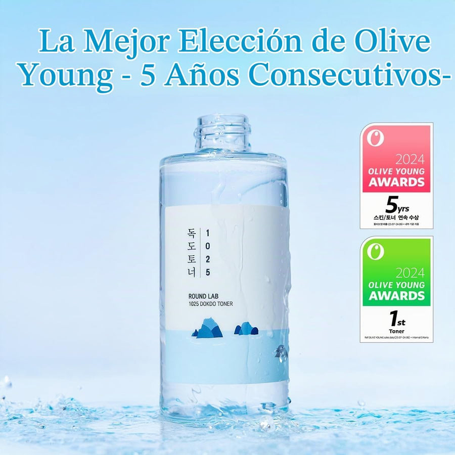 Tónico de Agua de Mar Profundo Round Lab aplicación sobre el rostro.