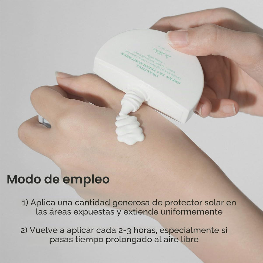 Dr Althea Green Tea Fresh Sunscreen resultado sin efecto blanco