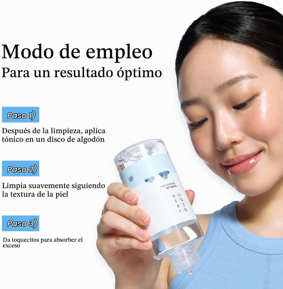 Tónico de Agua de Mar Profundo Round Lab rutina de cuidado facial diario.