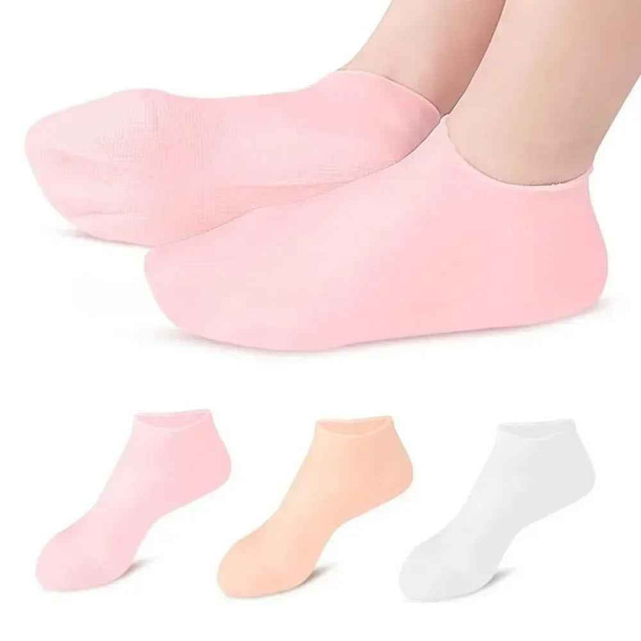 Calcetines de gel de silicona hidratantes pack de dos unidades para cuidado de pies.