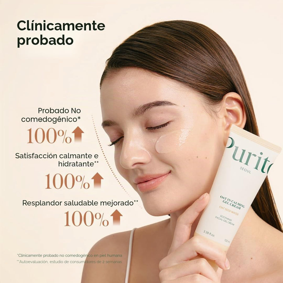 Gel Crema Calmante de Avena Purito detalle del tubo y la tapa.