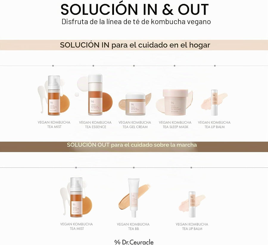 Vegan Kombucha Tea Gel Cream presentación completa del producto