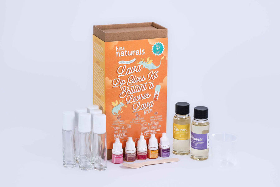 Kit DIY de Brillo Labial Kiss Naturals para crear 6 glosses caja completa.