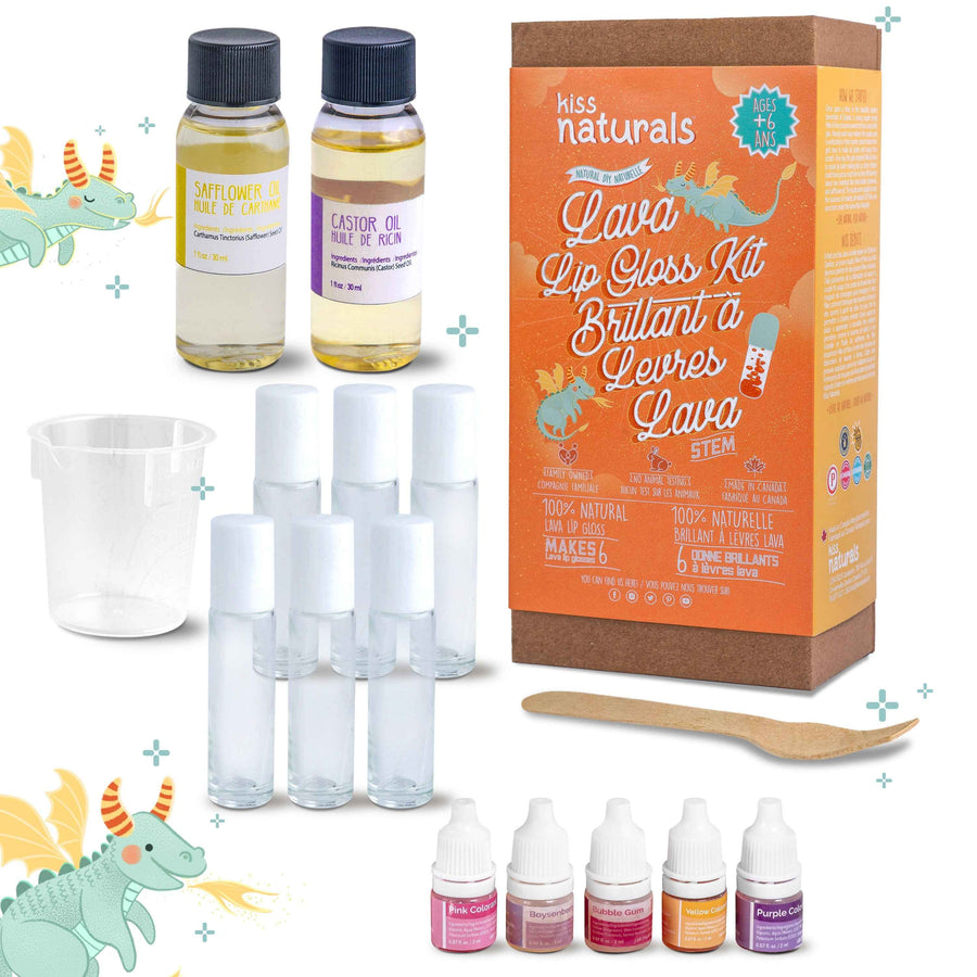 Kit DIY de Brillo Labial Kiss Naturals producto fabricado en Canada.
